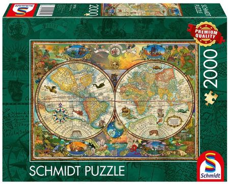 Schmidt Puzzle 2000 Mapa Świata I Mityczne Stworzenia