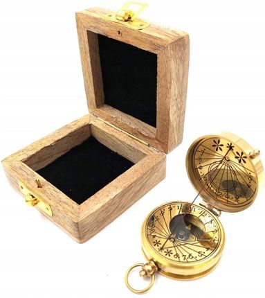 Giftdeco Kompas Mosiężny Z Zegarem Słonecznym (1058)