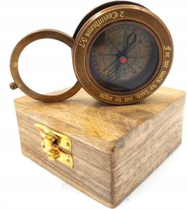Giftdeco Kompas Mosiężny Z Wysuwaną Lupą W Pudełku Drewnian (1041)