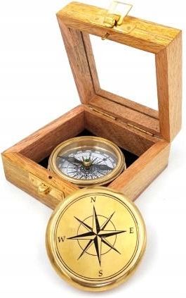 Giftdeco Kompas Mosiężny W Pudełku Drewnianym (C57R)