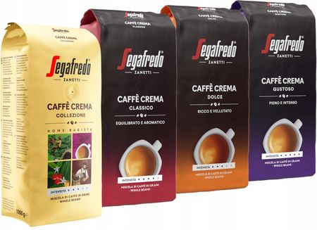 Segafredo Zanetti Zestaw Caffè Crema Classico/Dolce/Gustoso/Collezione Ziarnista 4X1kg