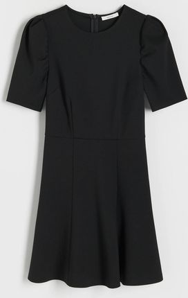 Reserved Sukienka Z Bufiastymi Rękawami Czarny
