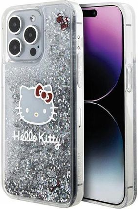 Hello Kitty Etui Liquid Glitter Charms Do Apple Iphone 15 Pro Max Srebrny
