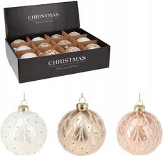 Zdjęcie Bombki Choinkowe Kule Biało Złote 12 Szt - Rajgród