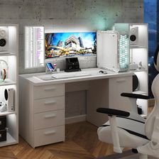 Zdjęcie Biurko gamingowe białe z szufladami ARCALIS926 - Pieniężno