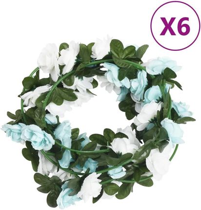 Vidaxl Sztuczne Girlandy Kwiatowe 6 Szt. Niebiesko Białe 240 Cm 359065
