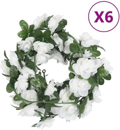 vidaXL Sztuczne Girlandy Kwiatowe 6 Szt. Białe 240 Cm 359070