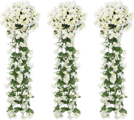 vidaXL Sztuczne Girlandy Kwiatowe 3 Szt. Białe 85 Cm 359054