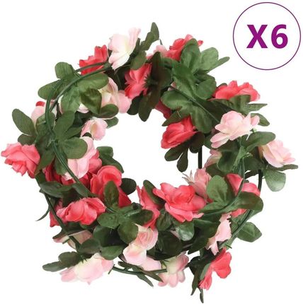 vidaXL Sztuczne Girlandy Kwiatowe 6 Szt. Wiosenny Róż 250 Cm 359038