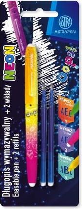 Astra Długopis Wymazywalny 0,6mm Oops Neon 2 Wkłady Niebieskie