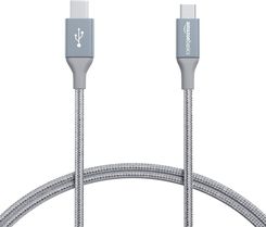 Kabel Przewód USB typ C - USB MicroB 0.9m Szary Nylon Podwójnie Pleciony