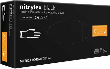 Mercator Medical Rękawice Nitrylowe 100szt. / Czarne / Rozmiar: 6 - Xs / Nitrylex Black