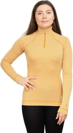 Smartwool Koszulka Classic Thermal Merino Base Layer Pattern 1/4 Zip Women-Honey Gold Dot