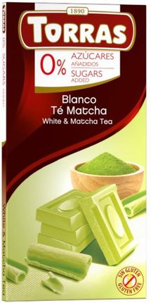 Czekolada biała z matcha bez cukru Torras 75 g