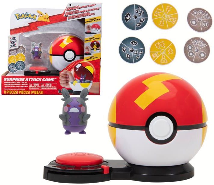 Pokémon Surprise Attack Game - Figurine Mimigma Avec Balle De Luxe - Jeu De Combat Officiel Pokémon - Cadeau Enfant