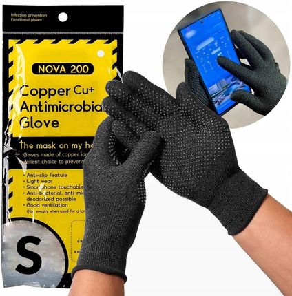Rękawiczki Antybakteryjne Obsługa Telefonu NOVA Gloves 200 czarne Rozm. S