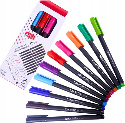 Toma Długopis Fifty To-047 Z Zatyczką Komplet 10 Kolorowych Długopisów