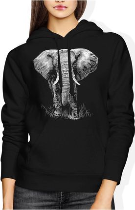 Słoń ze słoniem Damska bluza z kapturem (M, Czarny)