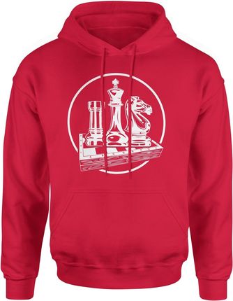 Szachy prezent dla szachisty Męska bluza z kapturem (S, Czerwony)