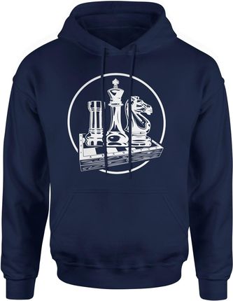 Szachy prezent dla szachisty Męska bluza z kapturem (M, Granatowy)
