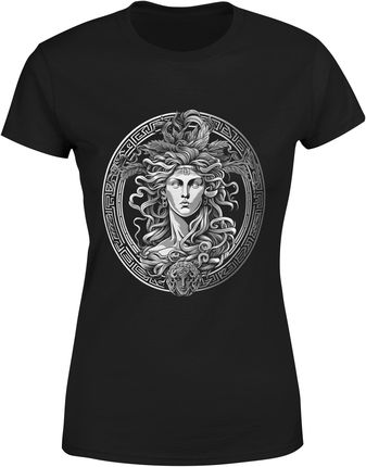 Medusa w stylu greckim modna fajna Damska koszulka (M, Czarny)