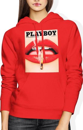 Playboy magazyn Damska bluza z kapturem (S, Czerwony)