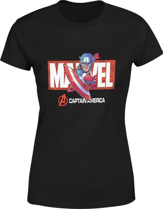 Kapitan Ameryka Damska koszulka (S, Czarny)