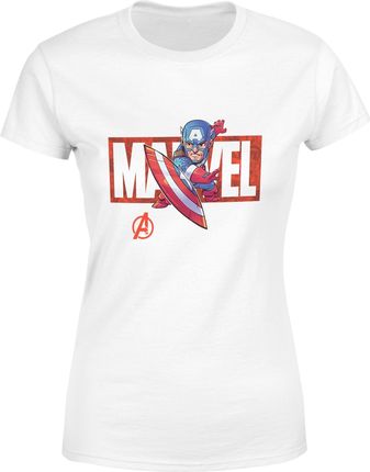 Kapitan Ameryka Damska koszulka (M, Biały)