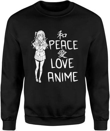 Peace love anime Męska bluza (XXL, Czarny)