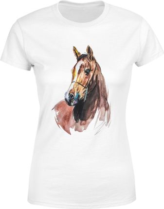 Koń Damska koszulka z koniem (S, Biały)
