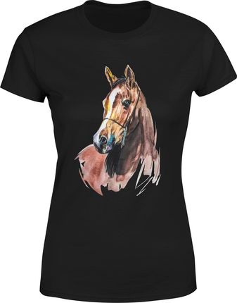 Koń Damska koszulka z koniem (XL, Czarny)