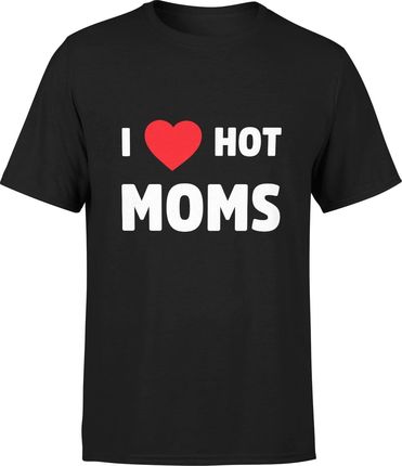 I Love Hot Moms śmieszna Męska koszulka pornhub z nadrukiem (S, Czarny)