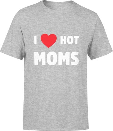 I Love Hot Moms śmieszna Męska koszulka pornhub z nadrukiem (XXL, Szary)