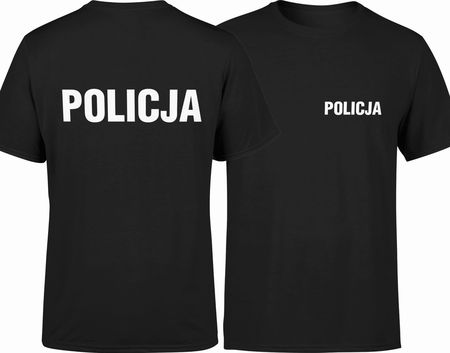 Policja Męska koszulka policyjna prezent dla policjanta (3XL, Czarny)