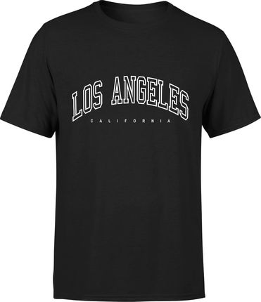 Los Angeles California Męska koszulka usa z nadrukiem (S, Czarny)