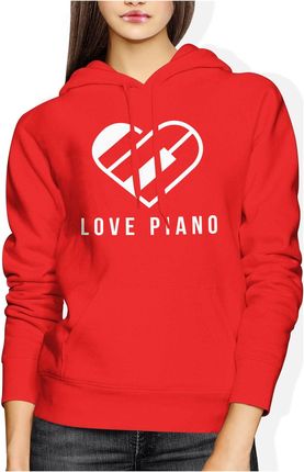 Fortepian z pianinem Damska bluza z kapturem (S, Czerwony)