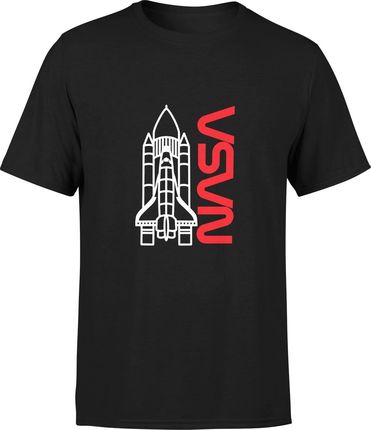 Nasa rakieta Męska koszulka kosmos astronauta z nadrukiem rakieta (M, Czarny)
