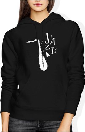 Saksofon muzyczna Damska bluza z kapturem (XXL, Czarny)