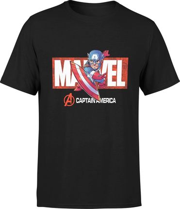 Kapitan Ameryka marvel Męska koszulka z nadrukiem (L, Czarny)