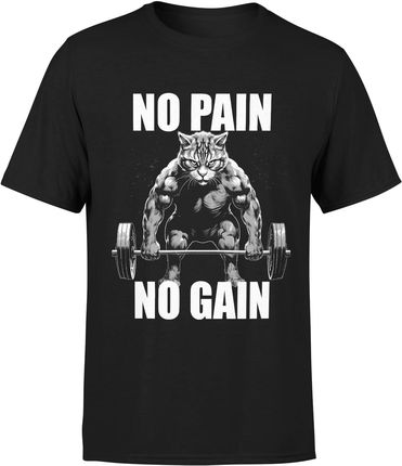 Na siłownie No Pain No Gain Męska koszulka (XL, Czarny)