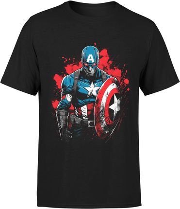 Kapitan Ameryka Marvel Męska koszulka (XL, Czarny)