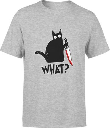 Kot śmieszna Męska koszulka z kotem nadrukiem (S, Szary)