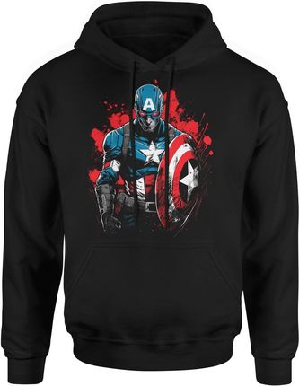 Kapitan Ameryka Marvel Męska bluza z kapturem (3XL, Czarny)