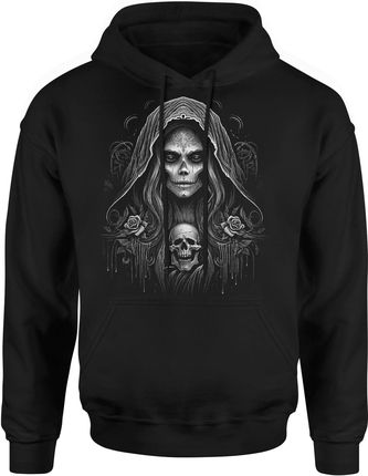 Santa Muerte Goth Męska bluza z kapturem (L, Czarny)