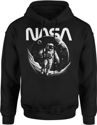 Astronauta Nasa Kosmiczna Męska bluza z kapturem (S, Czarny)
