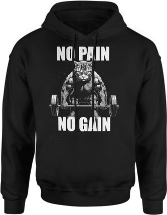 Na siłownie No Pain No Gain Męska bluza z kapturem (L, Czarny)