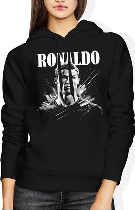 Cristiano Ronaldo GOAT Damska bluza z kapturem (XXL, Czarny)