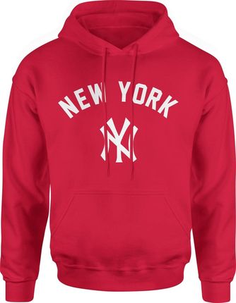 New York Męska bluza z kapturem (S, Czerwony)
