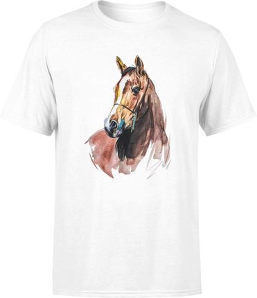 Koń Męska koszulka z koniem prezent dla jeźdźca (M, Biały)