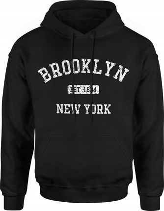 Brooklyn Męska bluza z kapturem (S, Czarny)